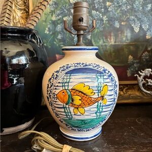 Ceramic Orange Fish Made in Italy Lamp